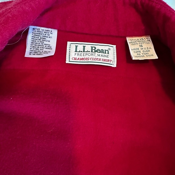 VTG 80’s/90’s LL Bean Chamois Cloth Shirt Men’s Size 16 Medium Red Heavyweight - Picture 6 of 10
